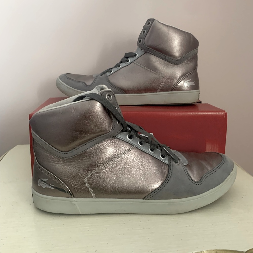 Lacoste silver high tops size 8 women’s